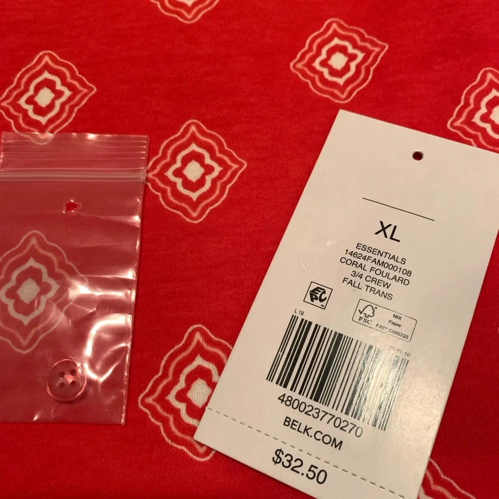 Orange Coral, 3/4-Sleeve, Long-Tail Top -- Belk - Picture 7 of 10